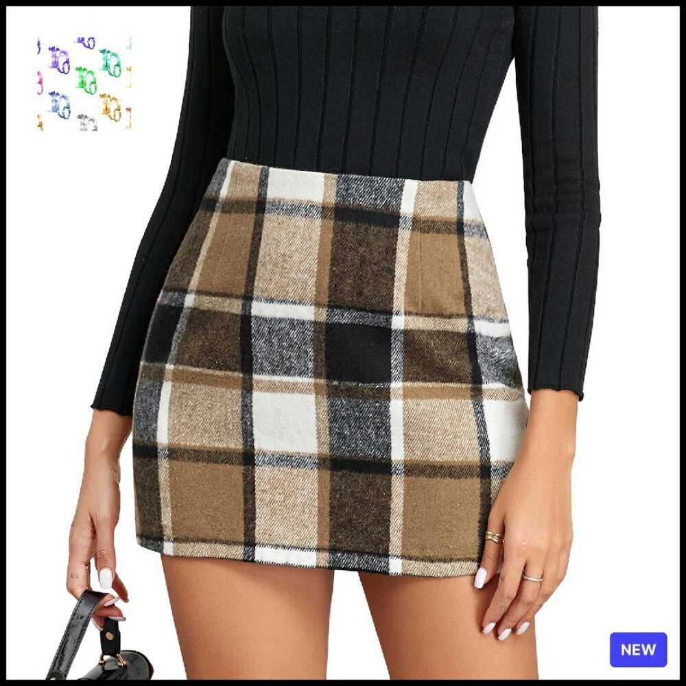 Plaid Pencil Skirt High Waist Mini Bodycon Retro Chic Fall Winter Outfits